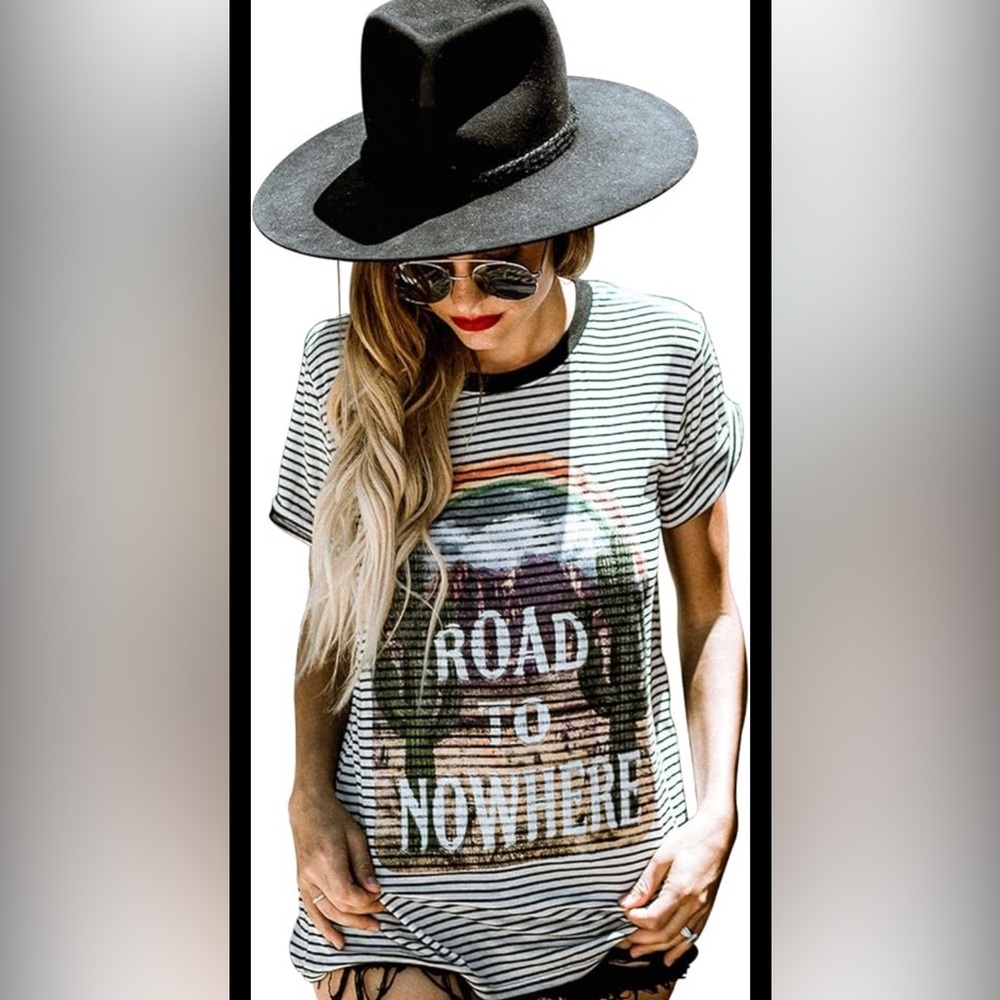 Life Clothing Co Road to Nowhere Graphic Tee Striped Ringer Vintage Style (04)